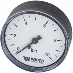 Манометр аксиальный Watts, размер 1/4", ф 50 мм, 0-10 бар - фото 30788