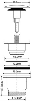 Выпуск для сифона McALPINE 1 1/2", пробка тип кнопка c решеткой D=70мм (CWS70-CB) - фото 37414