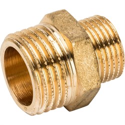 Ниппель переходной НН латунный Stout 1/2" x 3/8" - фото 46727