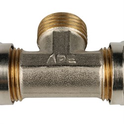 Тройник НР обжимной для мeталлопластиковых труб Stout 16 x 1/2" - фото 49213