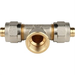 Тройник ВР обжимной для мeталлопластиковых труб Stout 20 x 1/2" - фото 49284
