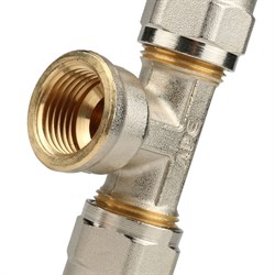 Тройник ВР обжимной для мeталлопластиковых труб Stout 20 x 1/2" - фото 49285