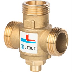 Термостатический смесительный клапан Stout G 1 1/2"M-G 1 1/2"F-G 1" M, 60°С - фото 55199