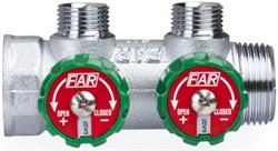 Коллектор FAR регулирующий 3/4" (Вр-Нр), 2 вых x 1/2" НР, под евроконус - фото 60079