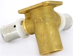 Водорозетка проходная пресс для мeталлопластиковых труб Uni-Fitt 16 x 1/2" (H=52mm) - фото 75041