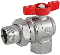 Кран шаровый Giacomini угловой R789 Ду 25 ВР/американка полный проход (бабочка)