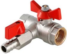 Кран шаровый Valtec с дренажным краном и обратным клапаном ВВ (бабочка) 1/2"