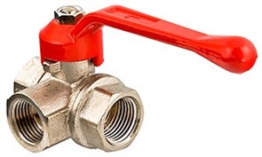 Кран шаровый Valtec трехходовой тип L, ВР-ВР-ВР (ручка) 1/2"