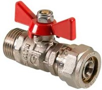 Кран шаровый Valtec с обжимным-соединением для МП труб, НР-обжим, (бабочка) 16 х 1/2"