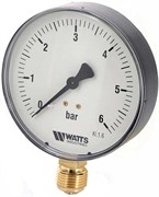 Манометр радиальный Watts, размер 1/2", ф 100 мм, 0-6 бар