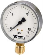 Манометр радиальный Watts, размер 1/4", ф 63 мм, 0-16 бар