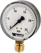 Манометр радиальный Watts, размер 1/2", ф 80 мм, 0-25 бар