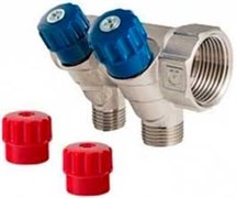 Коллектор Valtec регулирующий 3/4" (Вр-Нр), 2 вых x 1/2" НР, под евроконус