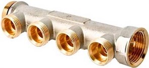 Коллектор Valtec нерегулируемый 1" (Вр-Нр), 3 вых х 3/4" Нр, межосев. рас. 40 мм, под евроконус
