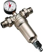 Фильтр промывной Tiemme 3/4", латунная колба, манометр, сгоны