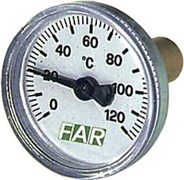 Термометр биметаллический Far ф 40 мм, гильза 36 мм, t 120°, 3/8"