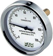 Термометр биметаллический Far ф 80 мм, гильза 50 мм, t 120°, 1/2"
