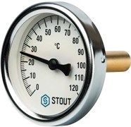 Термометр биметаллический Stout ф 80 мм, гильза 50 мм, t 120°
