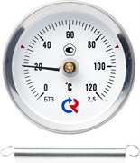 Термометр биметаллический Росма ф 63 мм, t 120°, накладной с пружиной