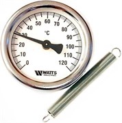 Термометр биметаллический Watts ф 80 мм, t 120°, накладной с пружиной