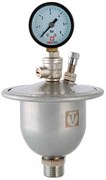 Гаситель гидроударов Valtec 1/2" Нр, 0.155 л, мембранный, из нерж стали, с манометром