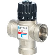 Термостатический смесительный клапан Stout для систем отопления и ГВС 3/4" ВР, 35-60°С, Kvs 1.6 м3/ч