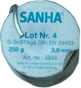 Мягкий припой Sanha, S-Sn97Ag3, ф 3 мм, 250 гр