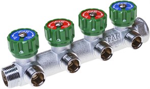 Коллектор FAR регулирующий 1" (Вр-Нр), 4 вых x 3/4" НР, под евроконус