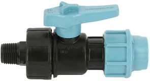 Кран компрессионный для ПНД труб пластиковый Unidelta НР 25x3/4"