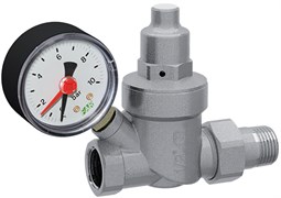 Мини-редуктор давления Far 3/4", с манометром, хромированный, FA 286734