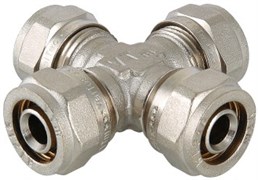 Крестовина обжимная для мeталлопластиковых труб Valtec 26 x 16 x 26 x 16