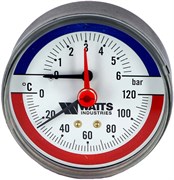 Термоманометр аксиальный Watts (F+R818) 1/2", 4 бар, 80 мм, 120°C