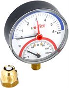 Термоманометр радиальный Uni-Fitt 1/2", 10 бар, 80 мм
